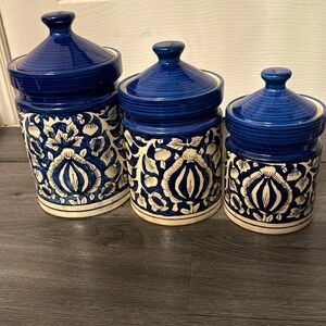 Hand painted three porcelain jars